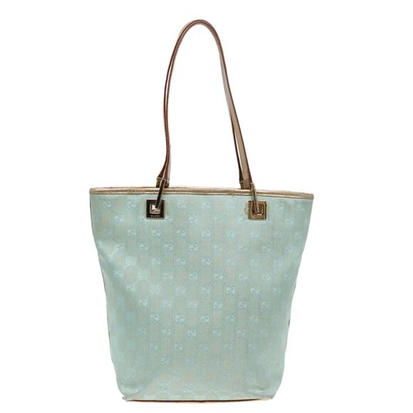 GUCCI GG Canvas Tote Bag Light Blue Gold 002 002 - Picture 2 of 16